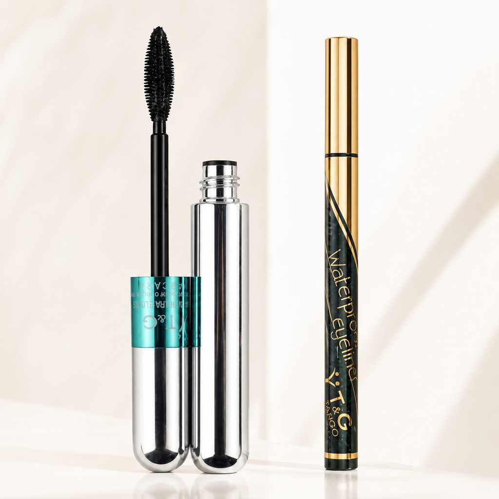Kit 2 Tango Máscara de Cílios 4D 2 em 1 + Caneta Delineadora À Prova D'Água Eye Liner