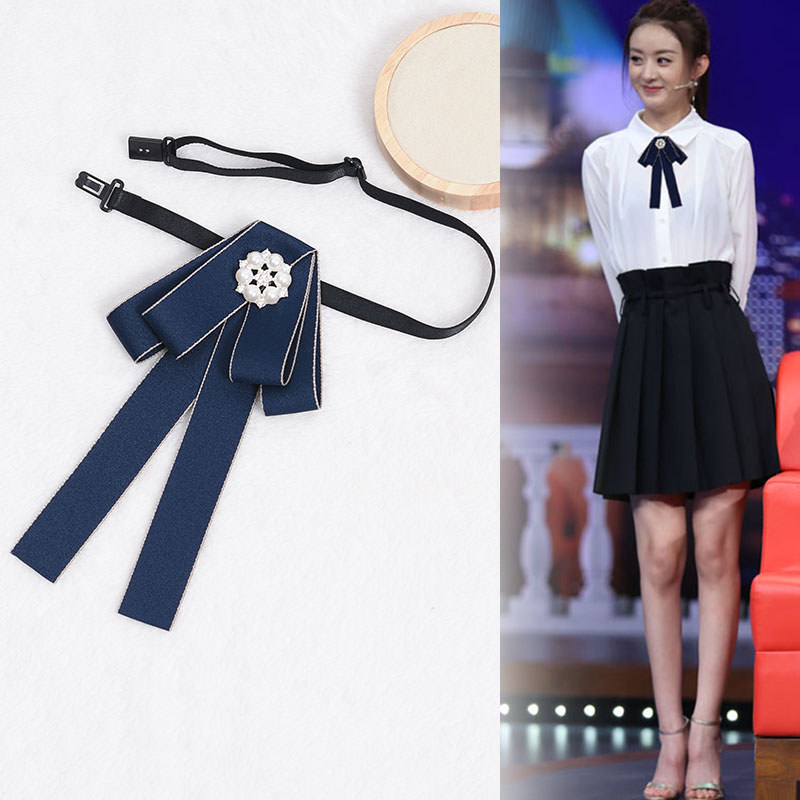 Grande marca colar flor estilo britânico preto JK gravata borboleta blusa decote decoração gravata borboleta acessórios