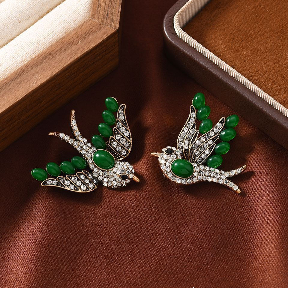 Broche de andorinha em imitação de jade, mais vendido, tamanho pequeno, broche em formato de pássaro de estilo chinês si