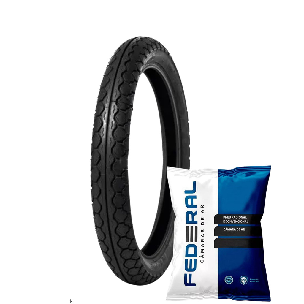 Pneu Moto Rinaldi 80/100-14 PD 29 49L TT Traseiro + Câmara de Ar Federal M0514 Biz 125
