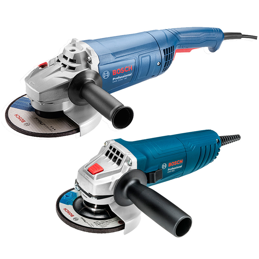 Combo Esmerilhadeira Angular 7" (180mm) 2200W GWS 220-180 com Esmerilhadeira 4.12" (115mm) 850W GWS 850 Bosch (220V)