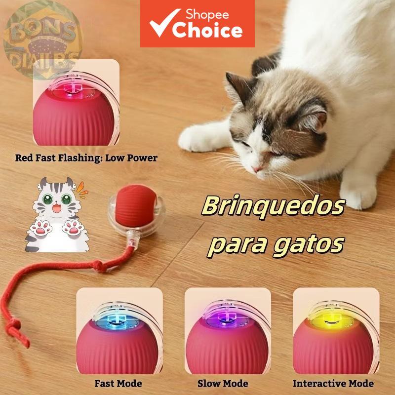 Bola Rolante Automática com Cauda Falsa Recarregável para Gatos – Brinquedo Inteligente Interativo