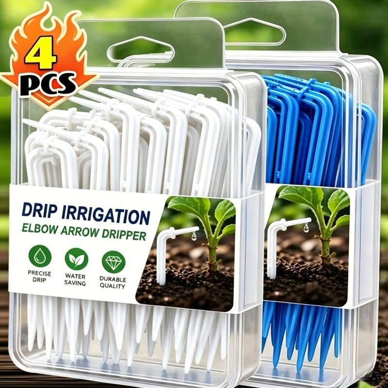 Gotejador De Cabeça Curva De Mangueira De 4 Vias 4-1Pc-90 ° De Irrigação Por Gotejamento-Tubo De Rega Automática-Disposi