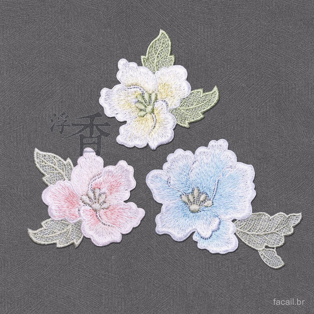 Produto popular do fabricante: Patch de tecido bordado com flor de magnólia, patch decorativo para acessórios de Hanfu e