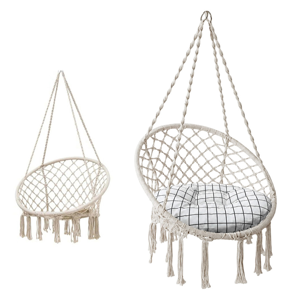 Rede Cadeira Suspensa Balanco Algodao Macrame Teto Casa Varanda Quintal Jardim Deck Area Lazer Confortavel Resistente