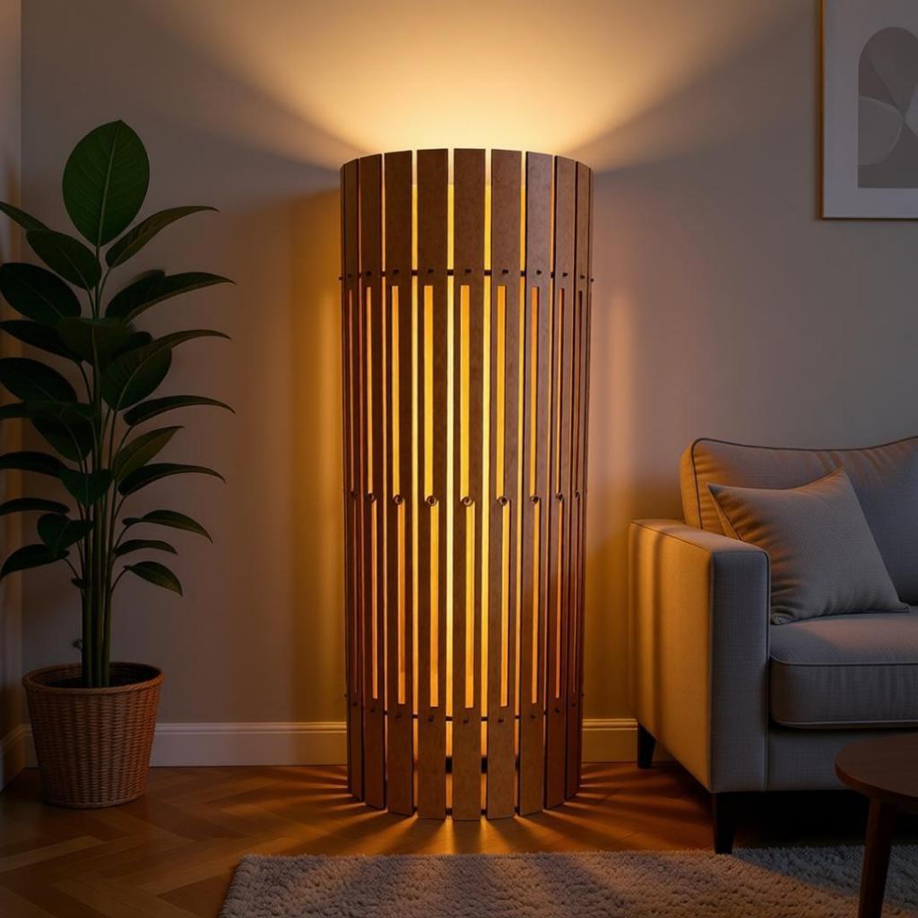 Abajur Coluna de Chão Torre de Pisa MDF Luminária Decorativa Sala Quarto Moderna 60cm 75cm 85cm