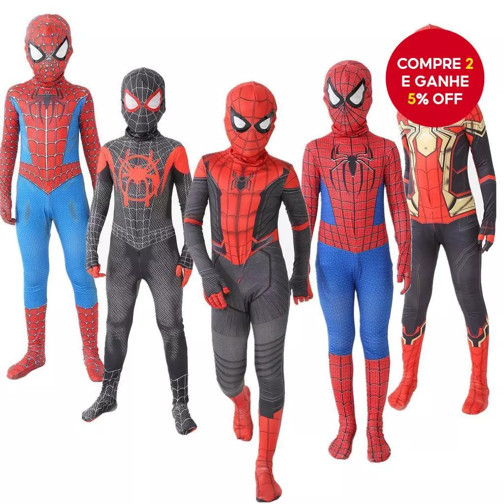 Body Do Homem-Aranha Fantasia De Halloween Para Crianças De 9 Anos E Adultos Conjunto Combinando — imagem 1