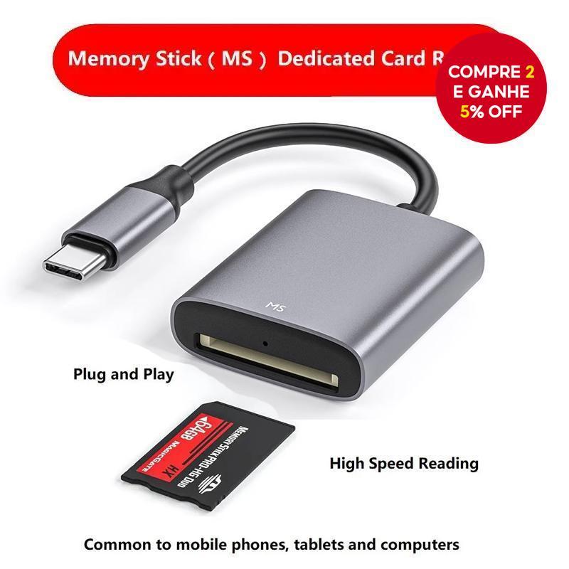 Leitor de Cartão de Memória Tipo C USB-C para MS Adaptador para iPhone 15 MacBook Pro Air 2023