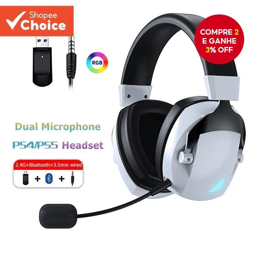 Headset Gamer Bluetooth com Microfone e Cancelamento de Ruído