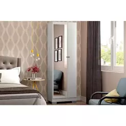 Armário Multiuso Casal 547 c/ 1 Porta c/ Espelho e Pés Branco - Carraro
