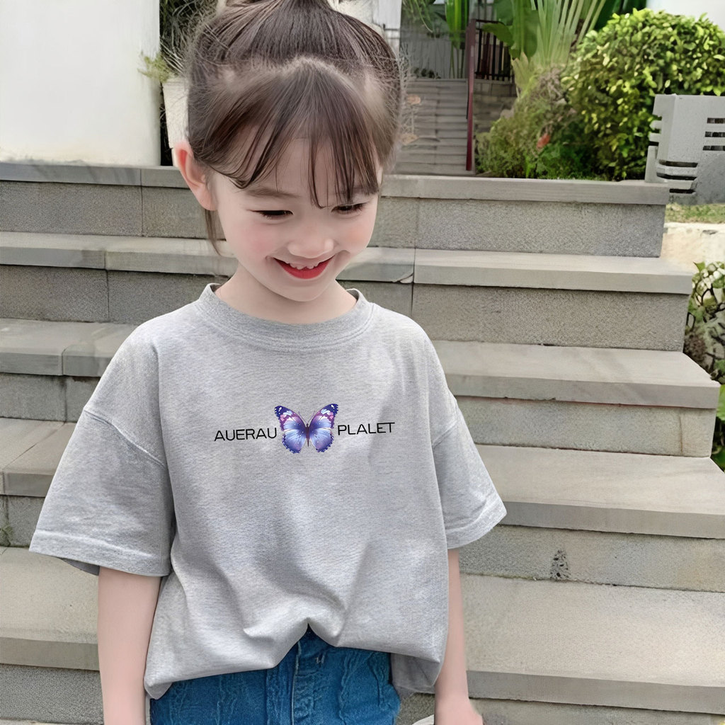 Meninas puro algodão de manga curta camiseta 2026 verão novo estilo juventude All-Match estilo ocidental grandes criança