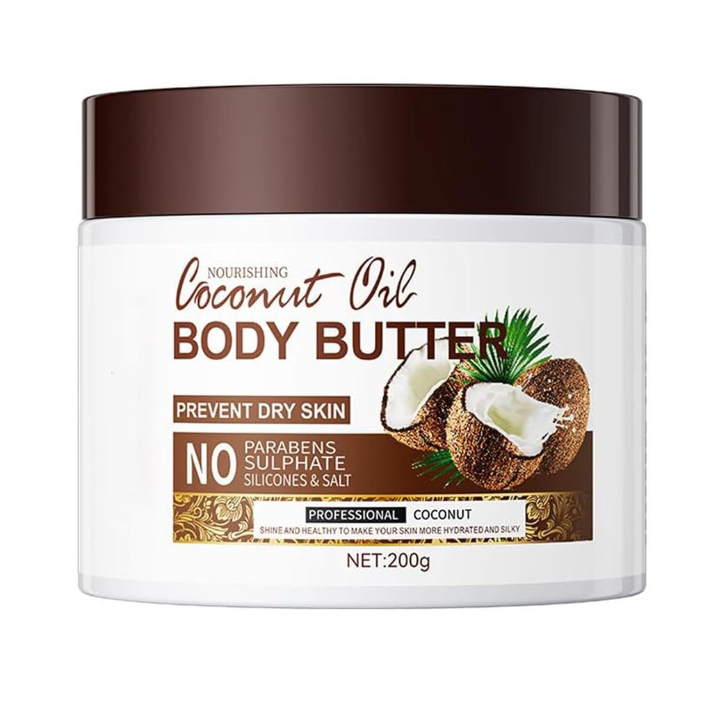 Manteiga Corporal de Coco Grospe para Pele Seca, Hidratante para Mãos e Corpo com Óleo de Coco Orgânico, Hidratante Corp