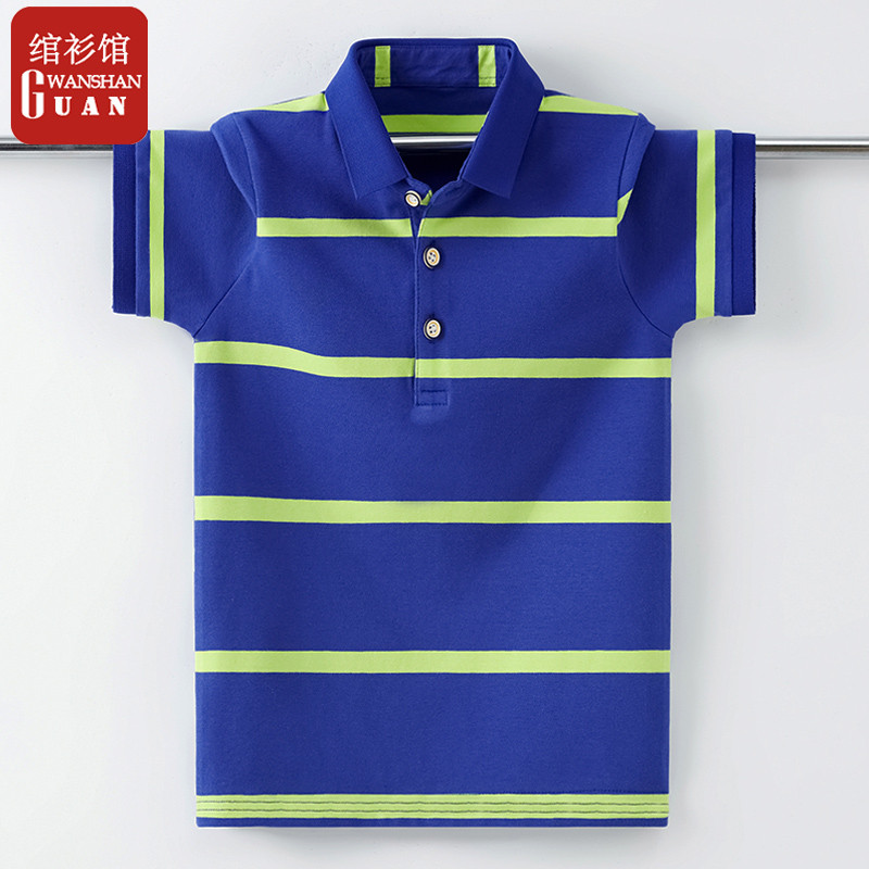 Camiseta de manga curta meninos verão 2022 listrado lapela médio grande crianças algodão estilo ocidental meninos crianç