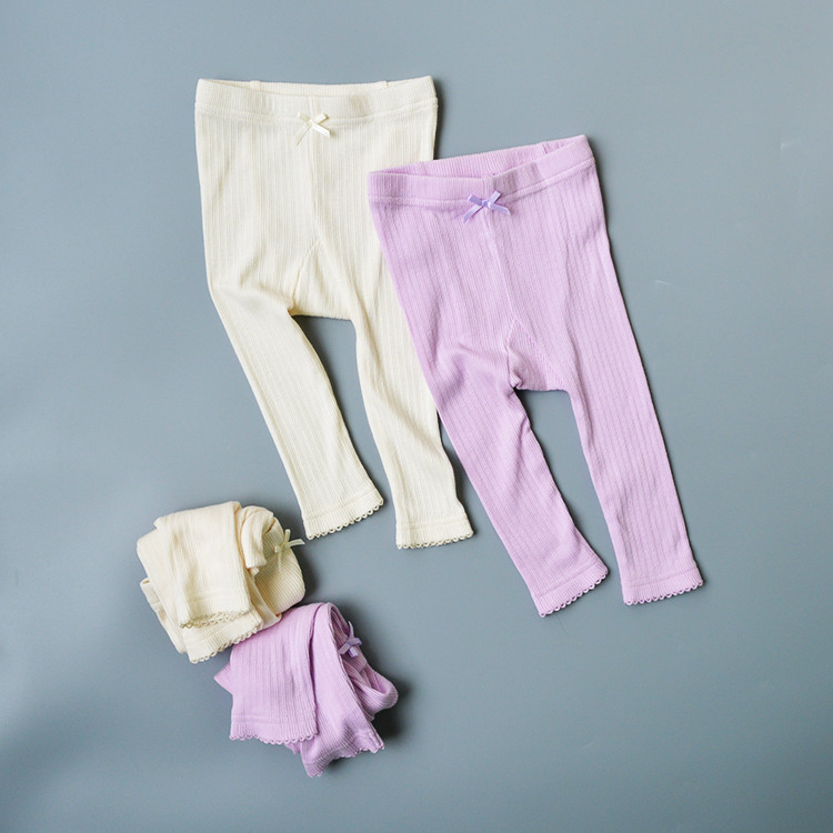 Pedido de comércio exterior primavera verão bebê recém-nascido menina criança algodão oco Jacquard Leggings calças magro
