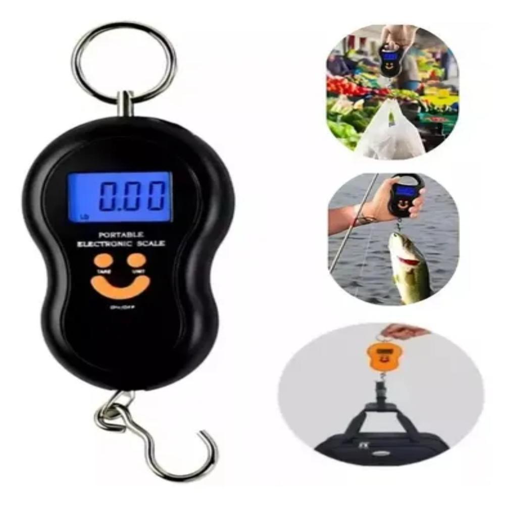 BALANCA DE MAO DIGITAL 50KG PARA PEIXE PESCARIA VIAGEM BOLSA MALA GANCHO PORTATIL