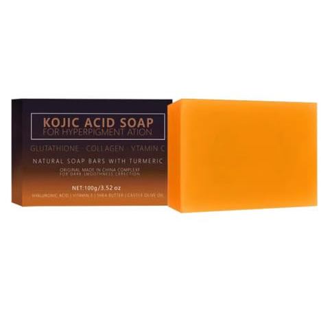Sabonete de Ácido Curcuma com Glutationa, Colágeno, Vitamina C, Cúrcuma, 3,52 oz, Clareador Natural da Pele MPSP