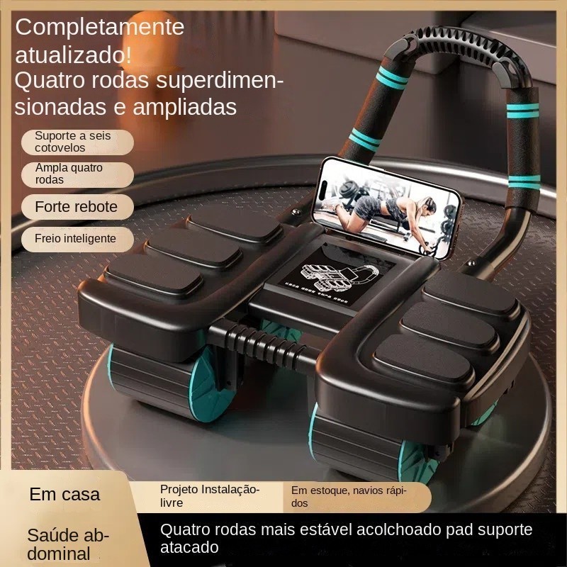Novo estilo inteligente roda de Fitness abdominal de quatro rodas rebote automático cotovelo suporte estilo barriga musc
