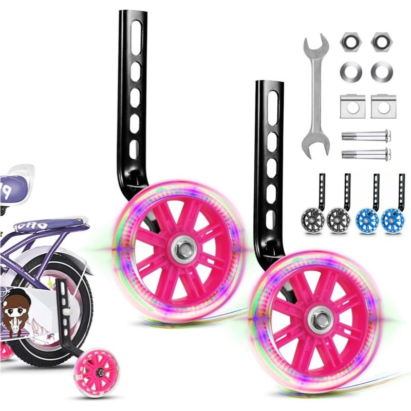 Rodas De Treinamento De Bicicleta Infantil Adequadas Para 12-20 Polegadas, Com Pisca-Pisca