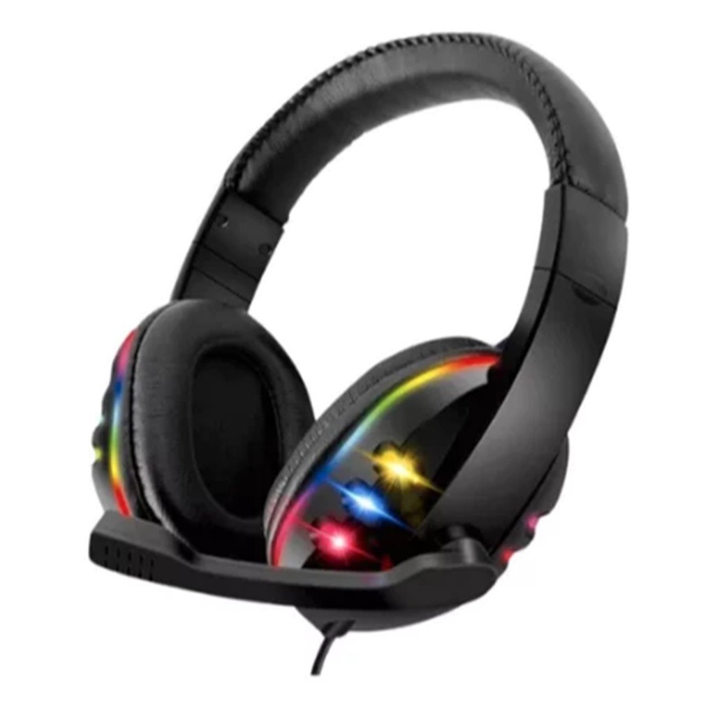 Fone De Ouvido Gamer Led RGB Com Microfone USB E P2 Para PC , Computador , Celular , Videogame , Dezdedez