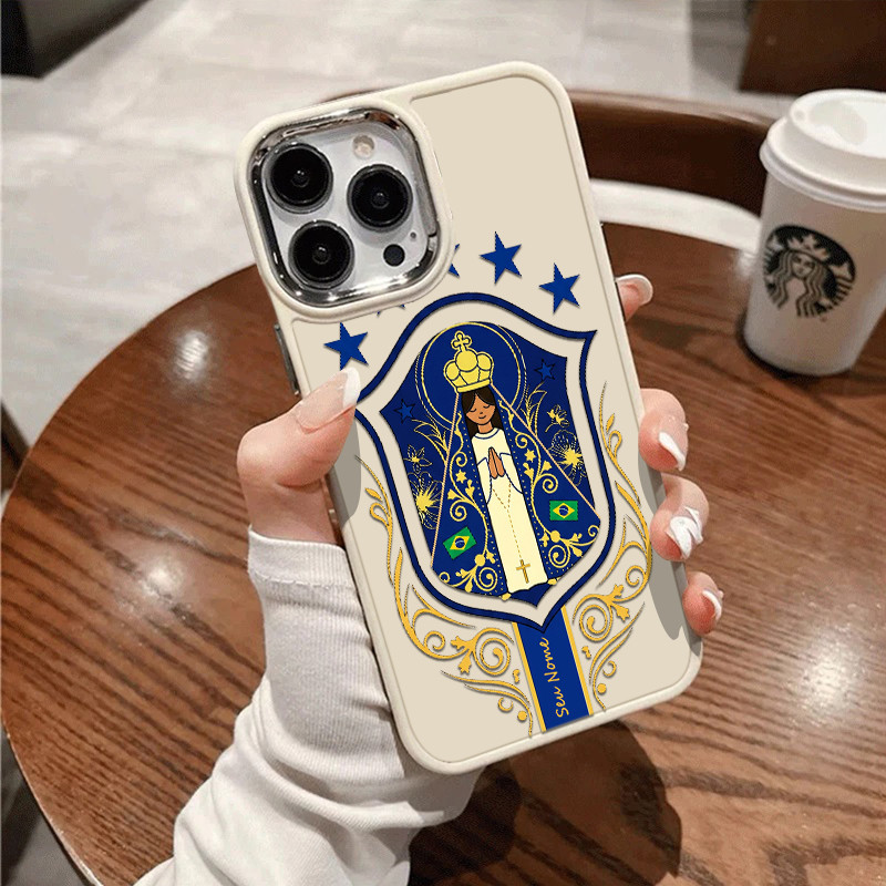 Capinha Capa personalizado Bênção de Nossa Senhora Aparecida - Equipe Nacional Para iPhone 11 13 14 15 pro max 16 8 Plus