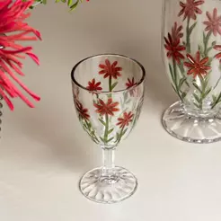 Taça Red Flower 320ml Cristal Ecológico Wolff para Água Sucos Drinks Bebidas Mesa Posta Jantares Receber Convidados