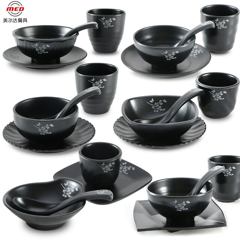 Deep Love Sakura Melamina Talheres Imitação de Porcelana Conjunto de Talheres de Hotel Pratos Panela Quente Japonês Tige