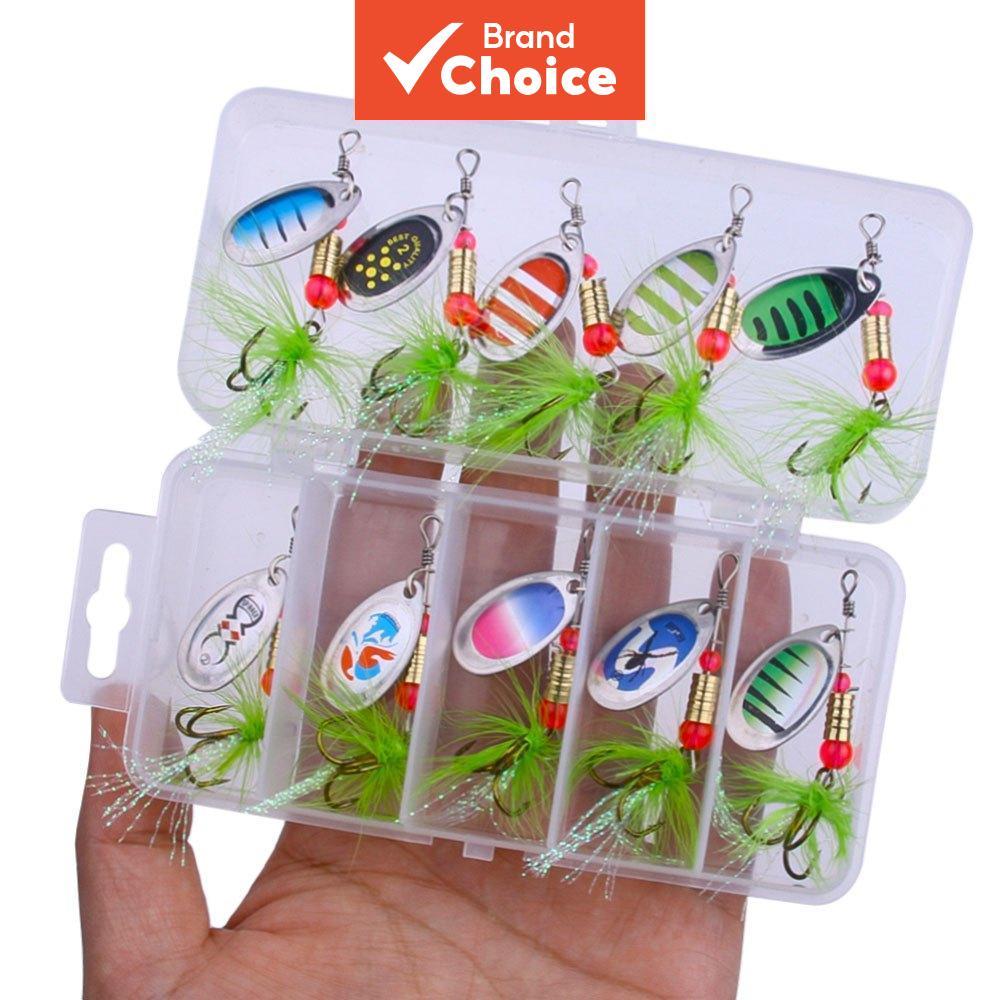 10 unidades Iscas Artificiais Spinner para Pesca, Kit de Iscas Spinner Metálicas Duras para Robalo, Truta e Salmão com