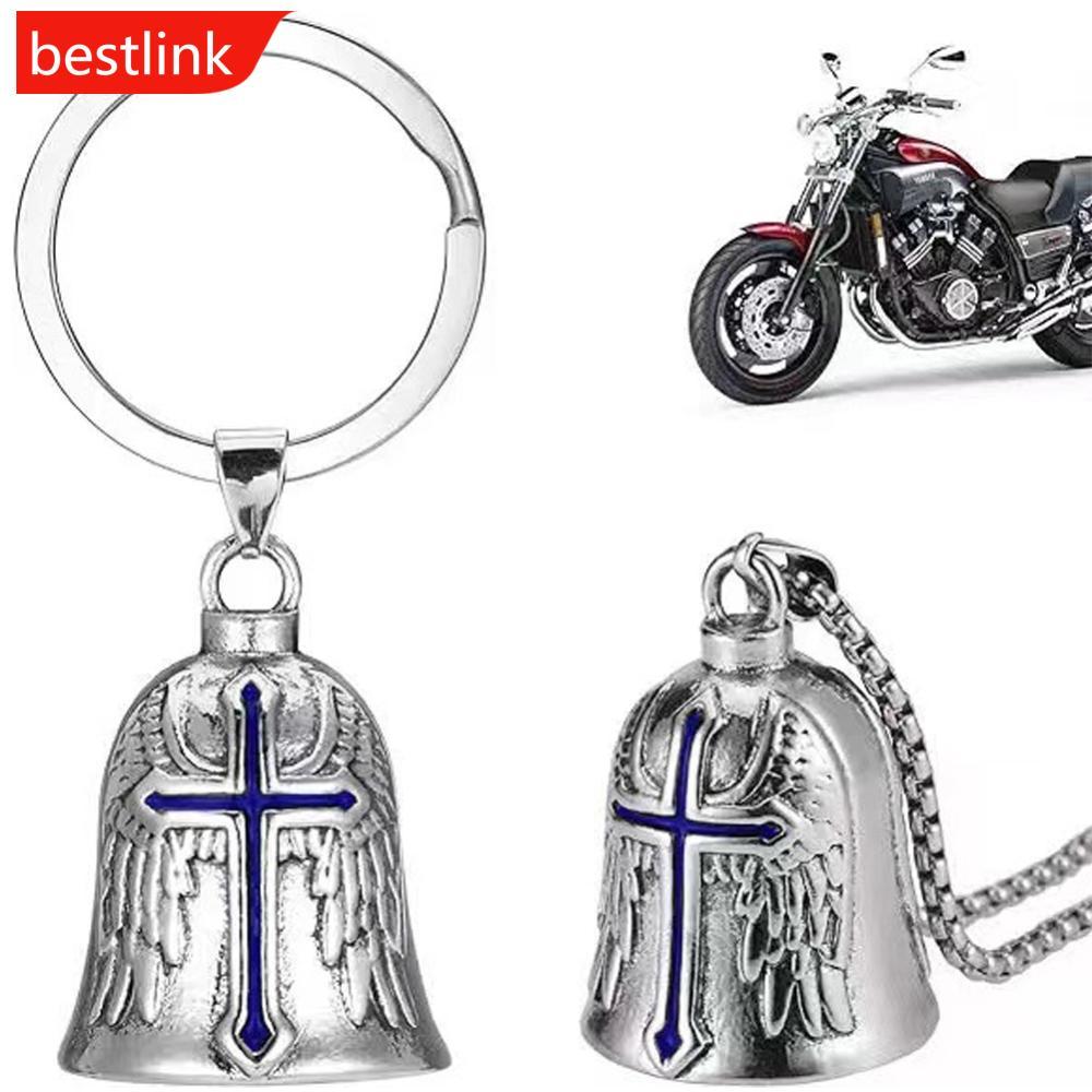BESTLINK Moda Cruz Guardião Asas De Anjo Sino Da Motocicleta Chaveiro Motociclista Cavaleiro Sorte Jóias Acessório Prese