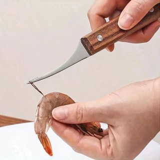 1 descascador de camarão de aço inoxidável - ferramenta de preparação de frutos do mar fácil de limpar, casca eficaz e l