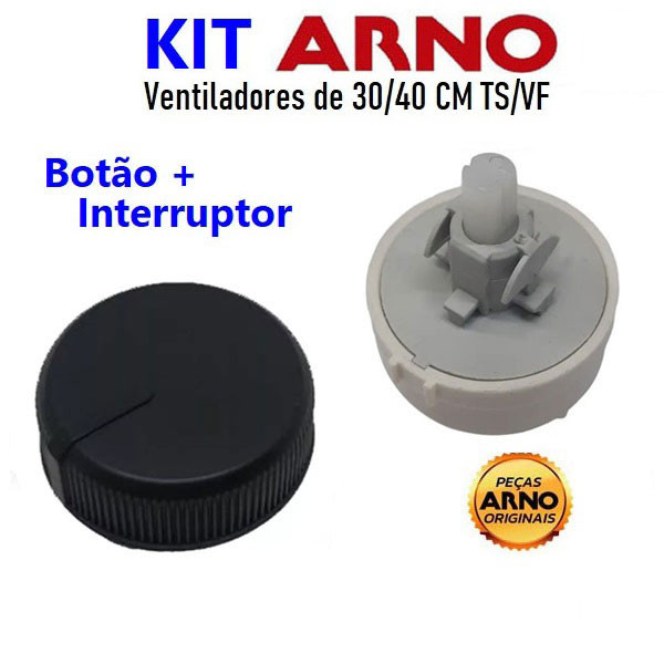 Kit BOTÃO + INTERRUPTOR do ventilador ARNO SF / USF - 3 vel - ORIGINAL