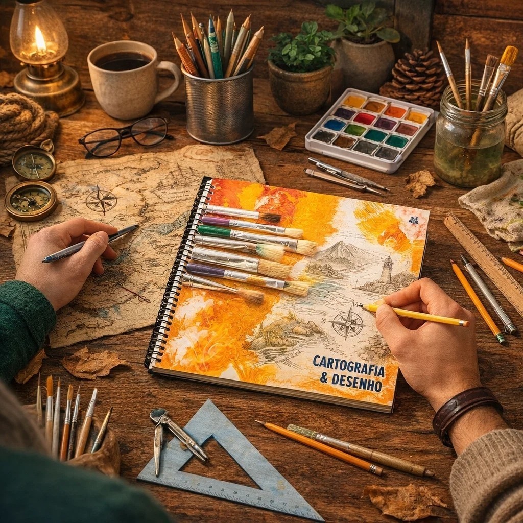 Premium Achados Caderno Cartografia Desenho Tema Arte Pintura Criatividade Esboço Papel Escolar imperdível