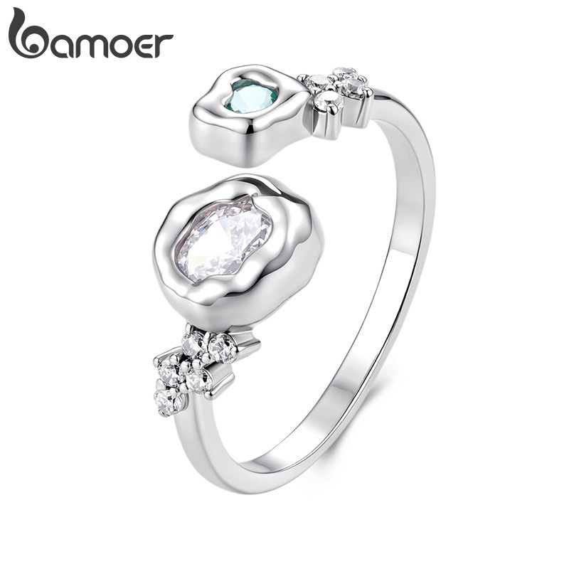 Anel Aberto Bamoer Tamanho Ajustável Joias De Moda Com Pedras Preciosas De Corte Extravagante Para Presente Feminino
