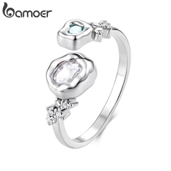 Anel Aberto Bamoer Tamanho Ajustável Joias De Moda Com Pedras Preciosas De Corte Extravagante Para Presente Feminino