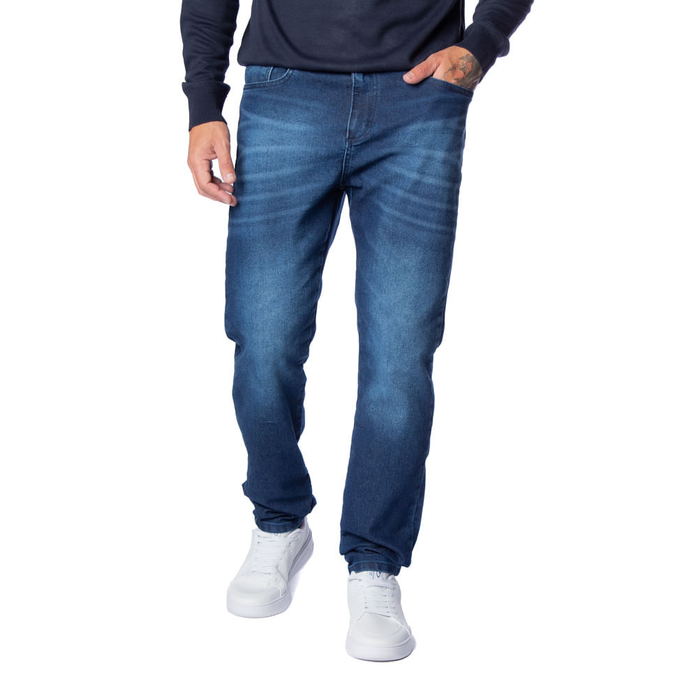 Calça Jeans Masculina Dixie Slim Estonado Azul Escuro