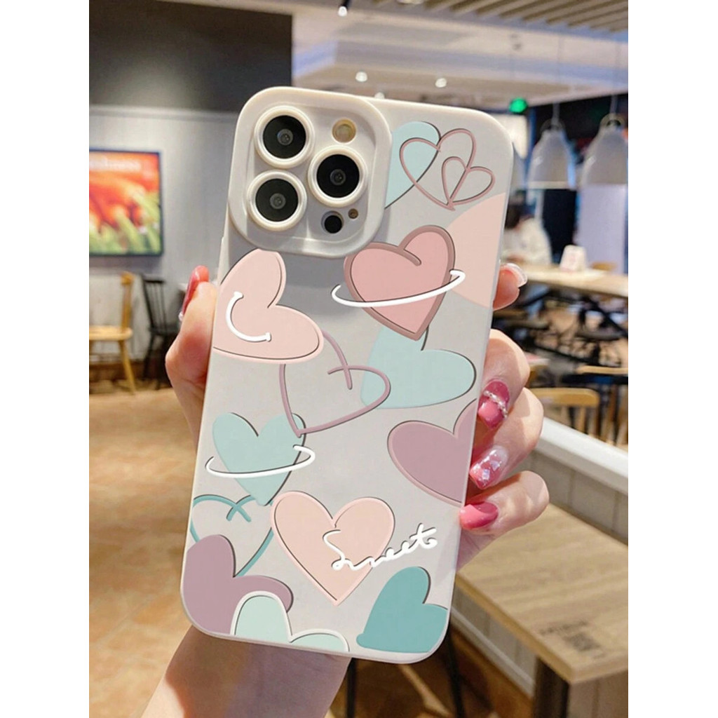 Funda de teléfono con patrón de corazón de TPU, antideslizante, compatible con Apple 17 Pro Max/16e, 11
