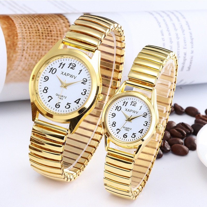 Relógio de Quartzo para Casal com Mostrador Grande e Pulseira Elástica, Novo Relógio Casual da Moda