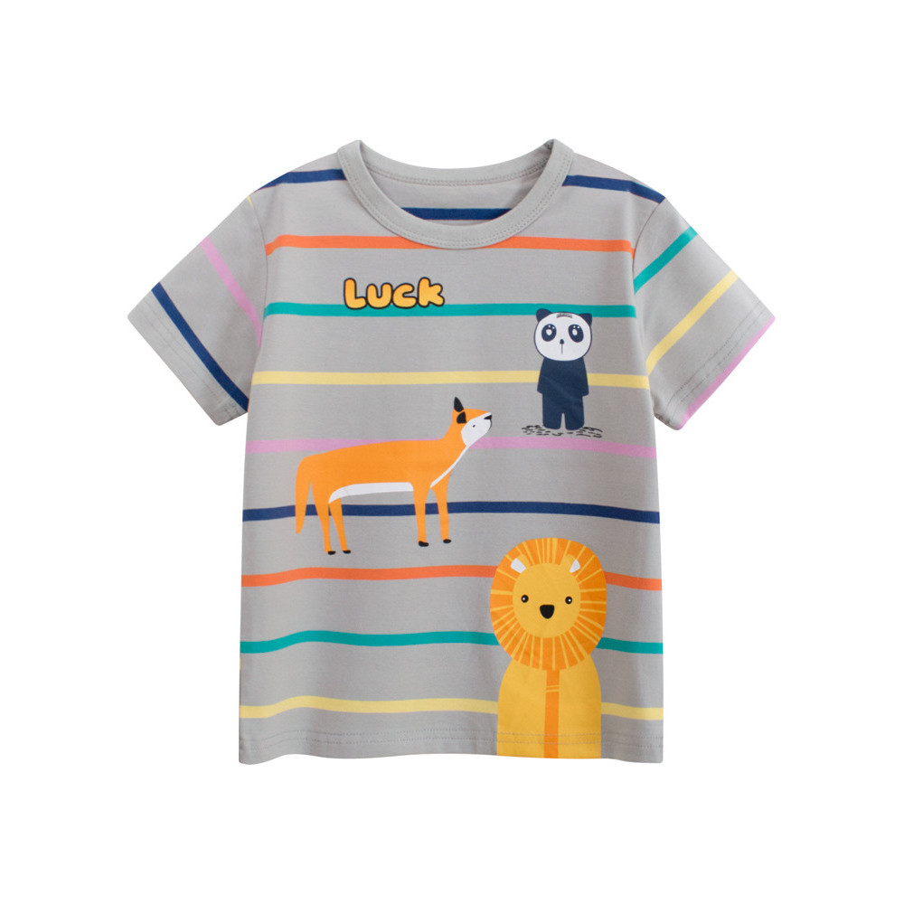 27 crianças roupas infantis verão camiseta de manga curta menino versão coreana listrado dos desenhos animados Animal be