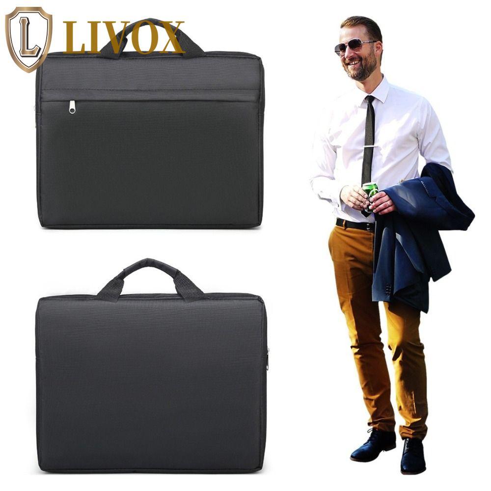 LIVOX Pastas Masculinas , Pasta De Arquivo De Documentos , De Negócios , Bolsa Preta Espessa Multicamadas Para Laptop
