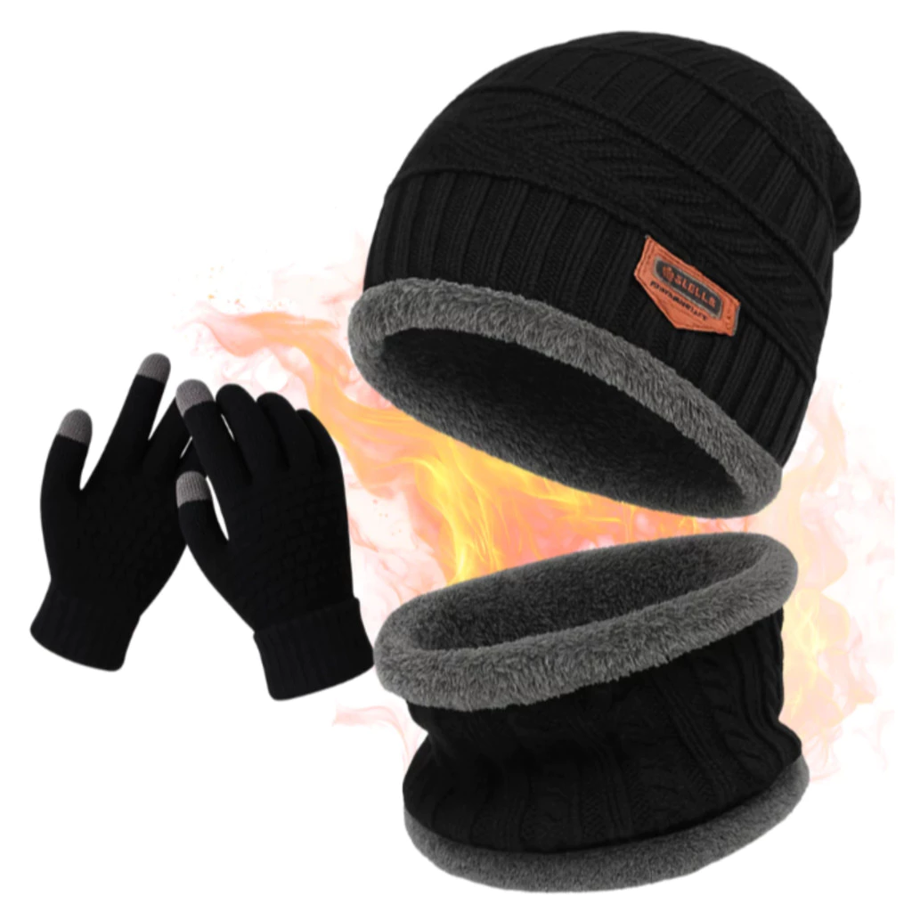 Kit Frio Inverno Touca Gorro + Luva Touch Celular + Cachecol Quentinho