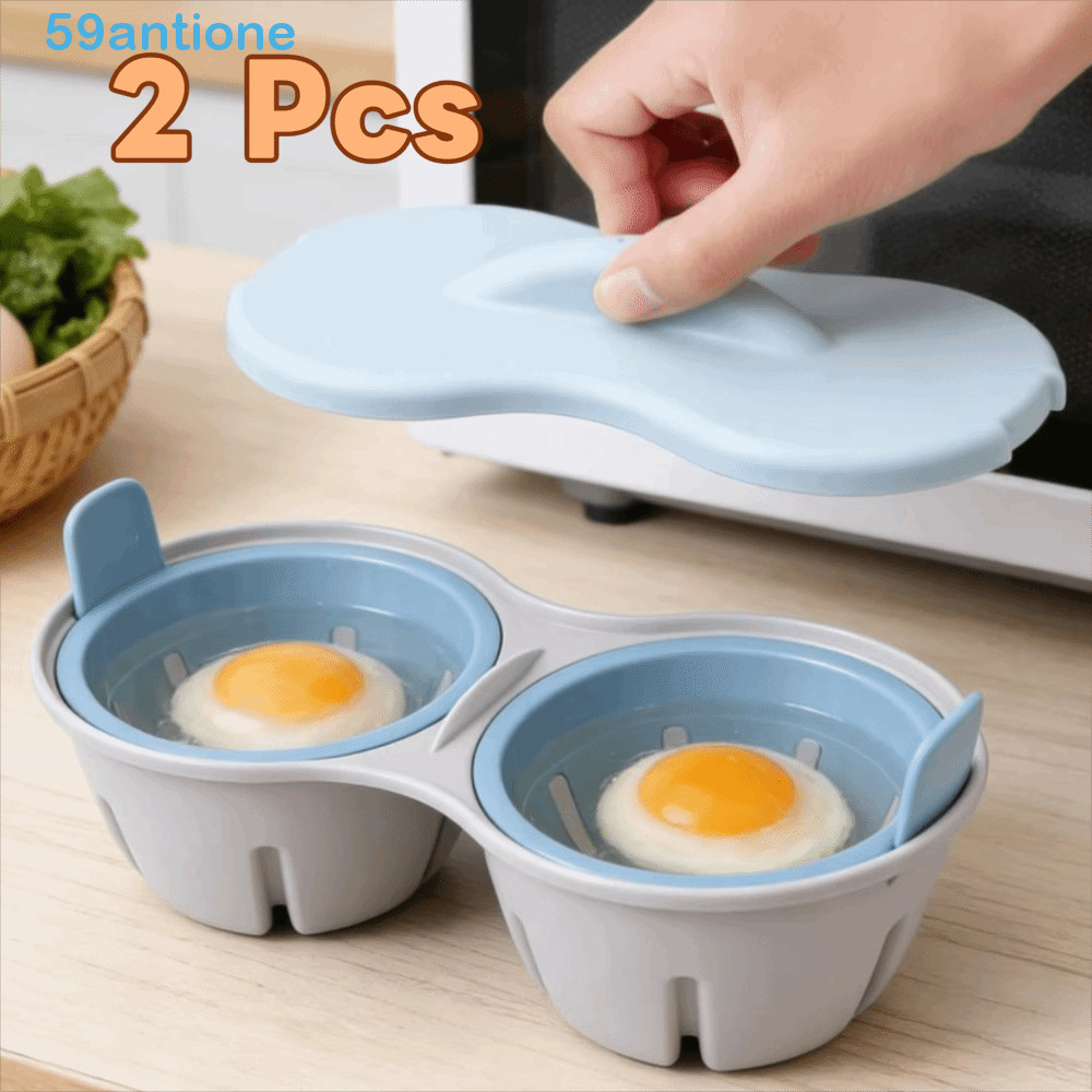 ANTIONE Caçador De Ovos De 2 Peças , Fogão Micro-Ondas De Cozinha Resistente Ao Calor De 1/2 Cavidades , Vaporizador Plá