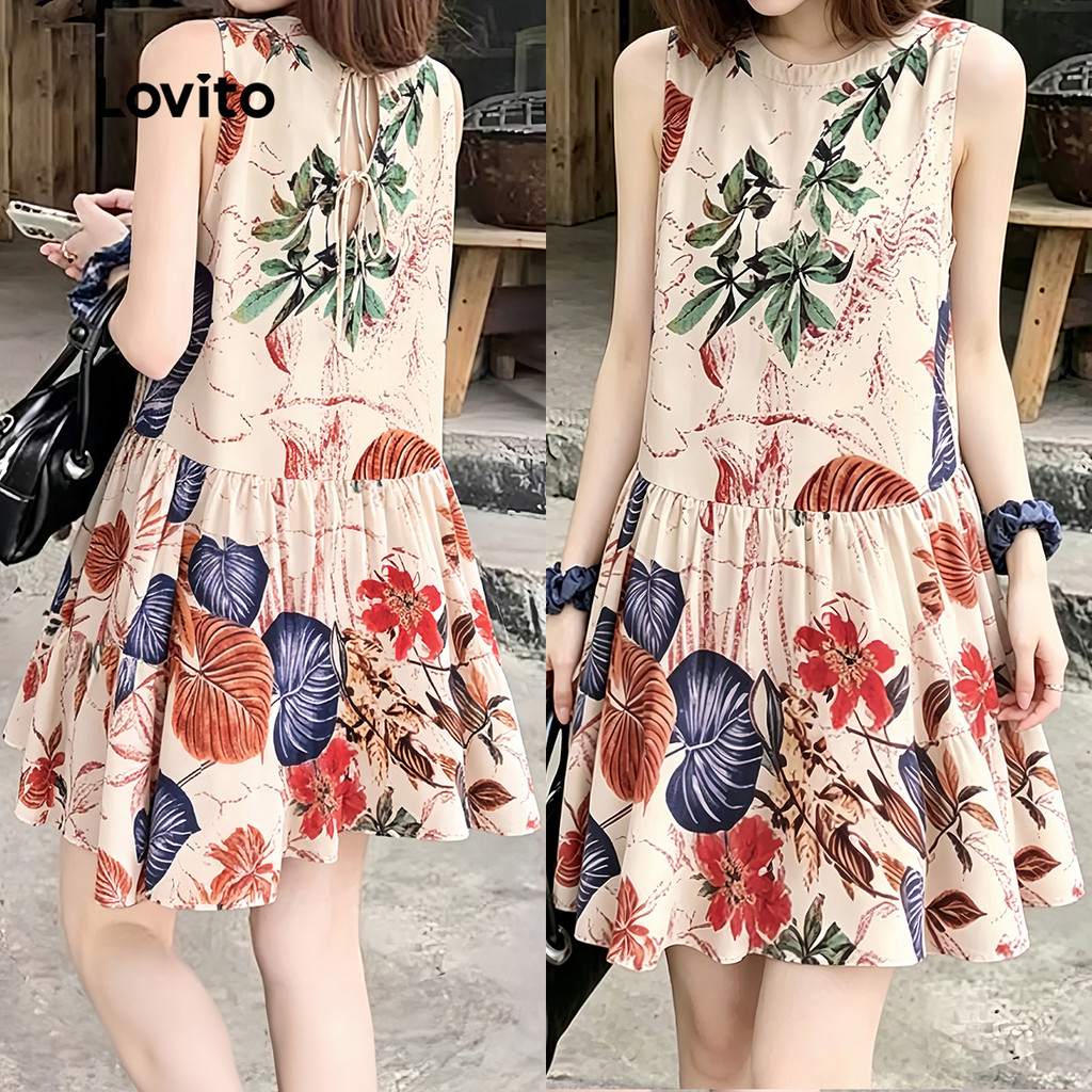 (New) Lovito Vestido Casual Simples de Lazer para Mulheres Primavera/Verão L196ED327