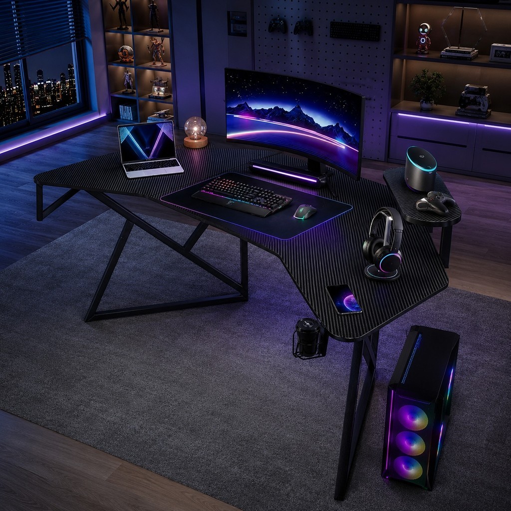Mesa Gamer Para Computador Setup Gamer Resistente Antiderrapante Porta Copos DELTA-M1800 1X