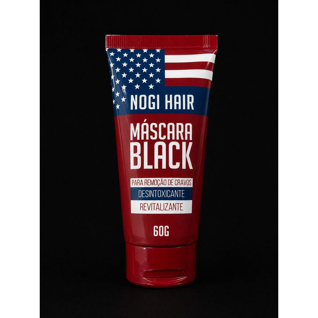 Máscara Black Nogi Hair 60g – Remove Cravos e Oleosidade com Argila – Limpeza de Pele Profissional