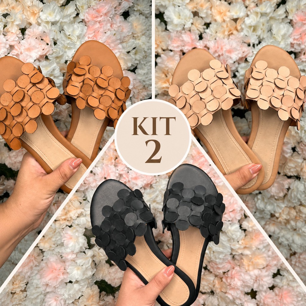Kit 2 Sandálias rasterinhas feminina Luxo Premium Casual dia a dia Confortável Elegante antiderrapante