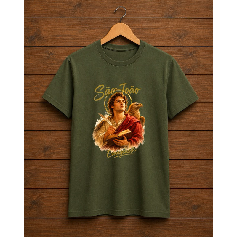 Camiseta São João Batista Evangelista Apóstolo | Algodão Unissex| Católica| Infantil, Adulto e Plus Size
