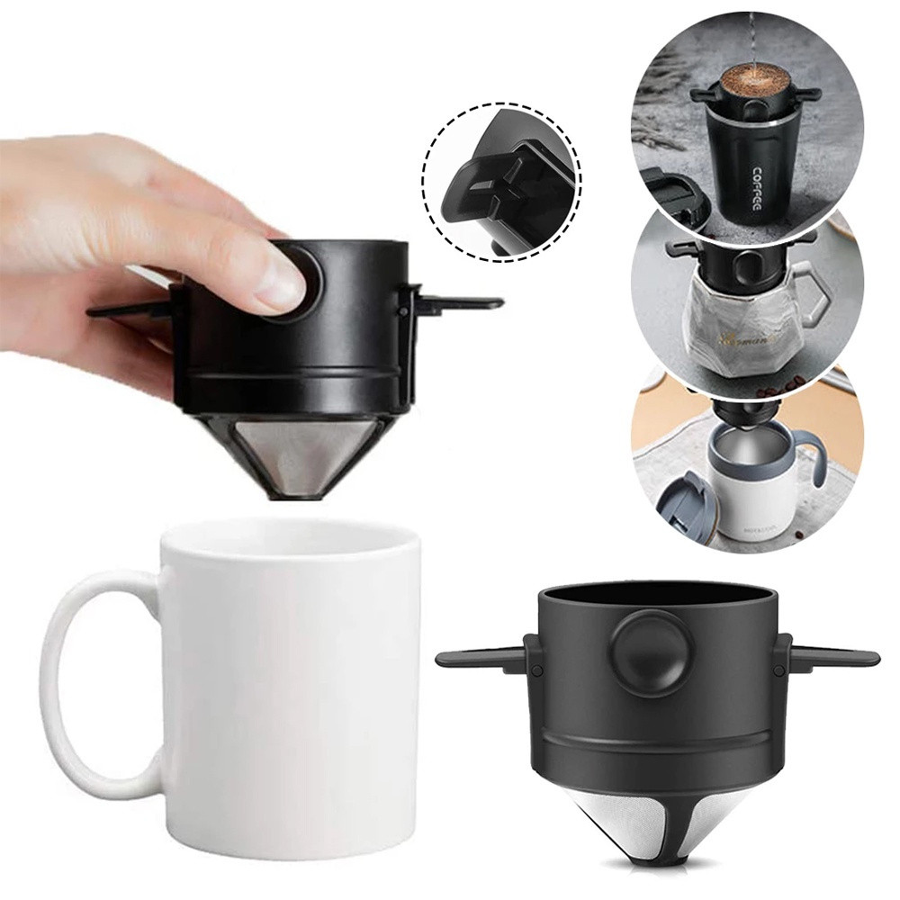 Filtro de café portátil permanente em aço inoxidável, sem necessidade de papel filtro, mini filtro para chaleira.