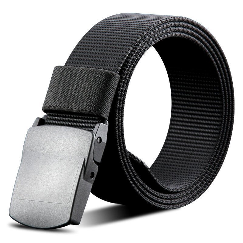Cinto anti-segurança com fivela, cinto de plástico e metal, cinto hipoalergênico para homens, lona metálica.