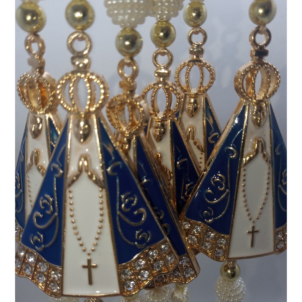 KIT Atacado revenda 06 Terço Dezena p/ retrovisor de Carro com Imagem de Nossa Senhora Aparecida.