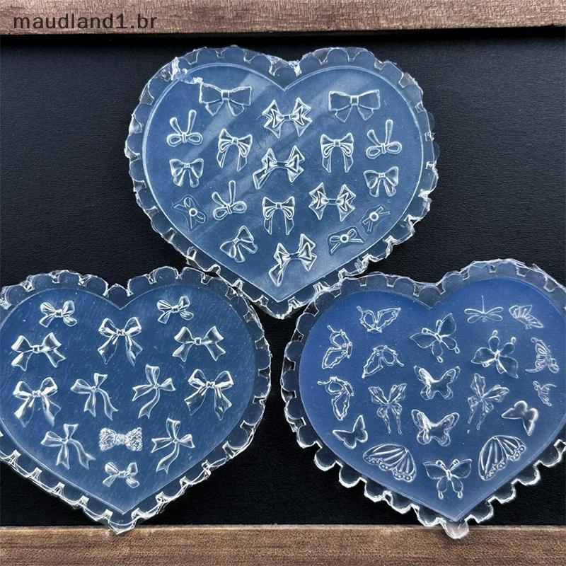 mau 1 Pçs Molde De Silicone Do Prego Em Forma De Coração Borboleta Arco Flor 3D Modelo Decorações Da Arte Manicure Ferra