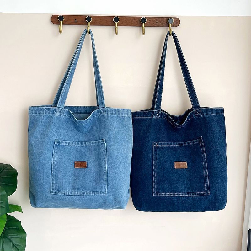 Bolsa de ombro jeans grande bolsa de compras Commuter Art Tote bolsa Casual